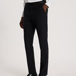 Extra Slim Black Wool-Blend Tuxedo Trouser